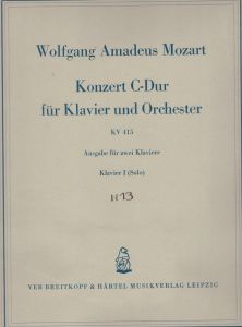 Konzert [Ноти] : C-Dur : für Klavier und Orchester : KV 415 : Ausgabe für zwei Klaviere / Wolfgang Amadeus Mozart